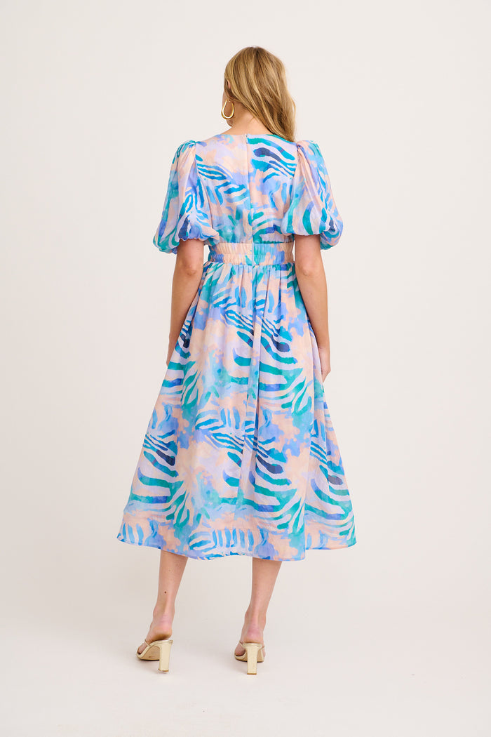 Best Dressed Maxi Dress in Blue Multi Print back