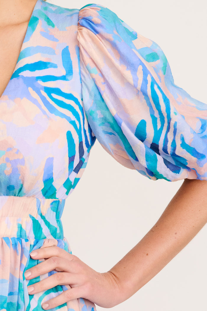 Best Dressed Maxi Dress in Blue Multi Print detail