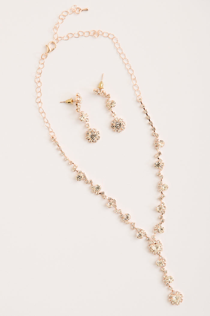 Be Mine Necklace and Earrings Set in Gold flatlay