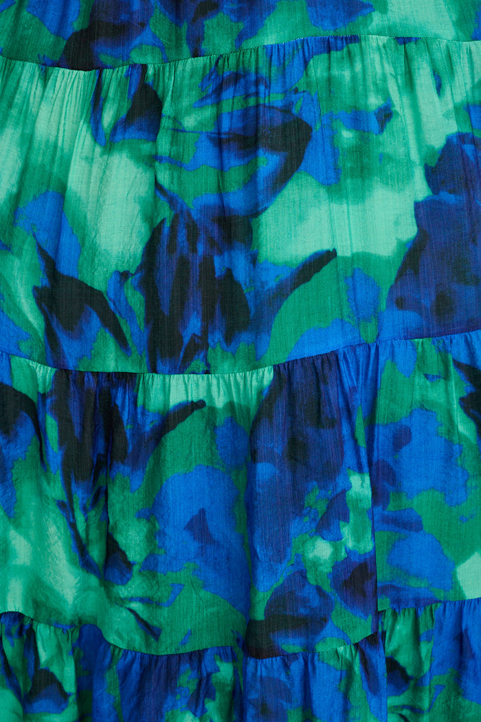 Pastel Symphony Maxi Dress in Blue and Green Watercolour Print fabric