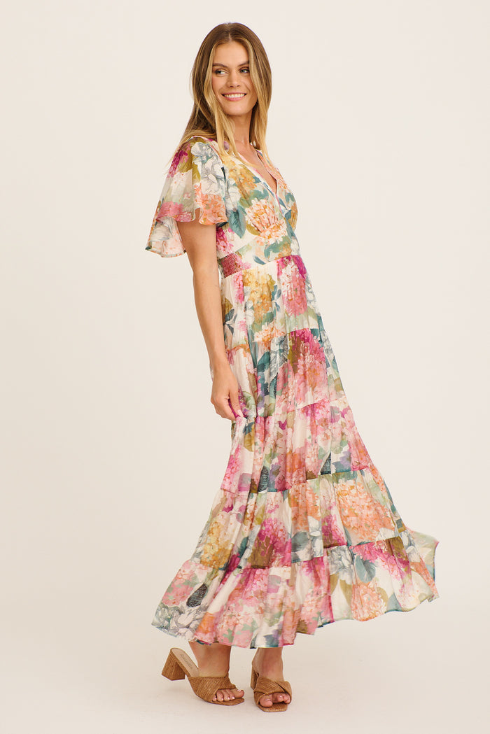 Pastel Symphony Maxi Dress in Multi Floral front