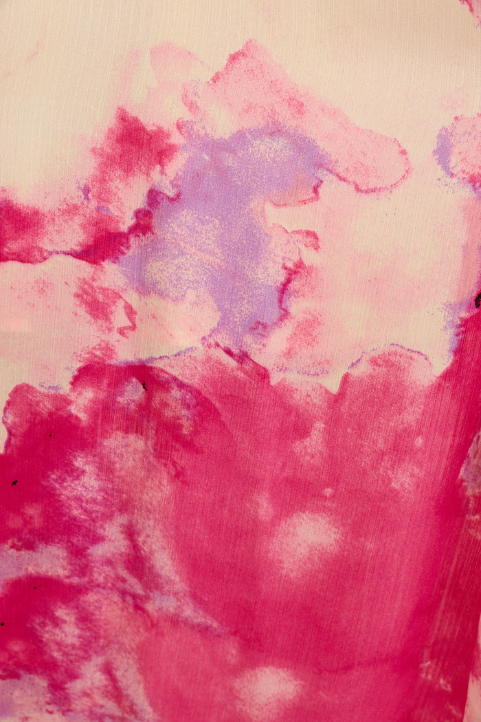 Kiss Me Halter Neck Maxi Dress in Magenta Watercolour Satin fabric