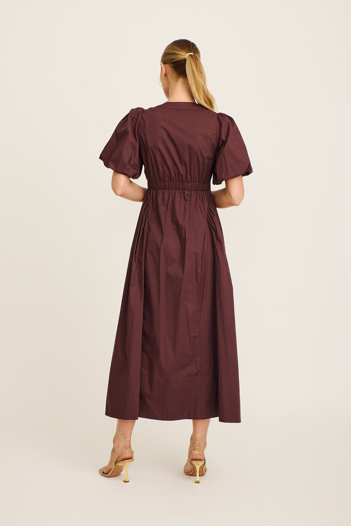 Marna Maxi Dress in Chocolate Cotton back