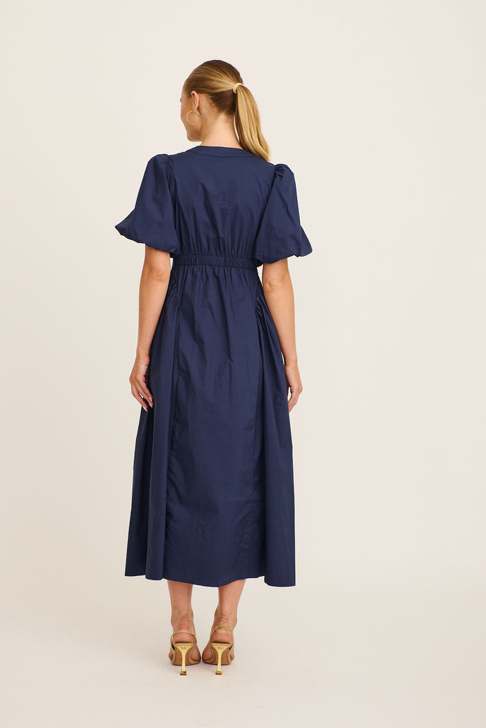 Marna Maxi Dress in Navy Cotton back