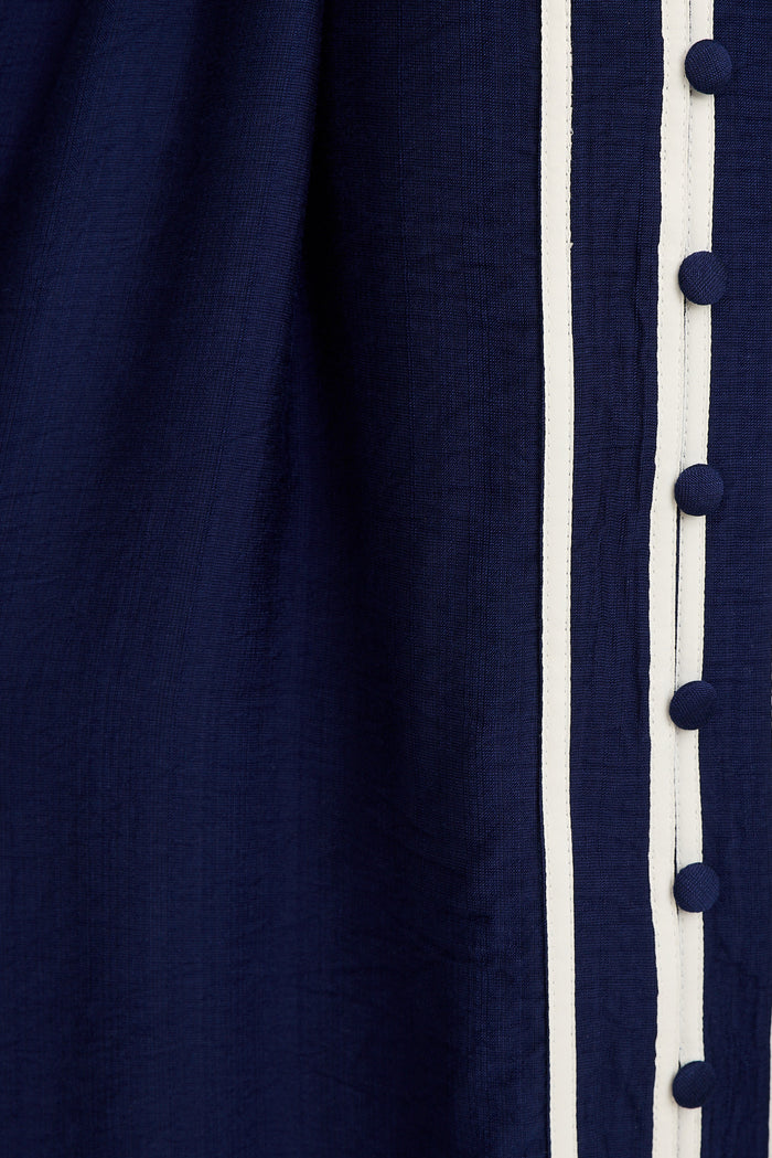 Pristin Midi Dress in Navy Linen Blend fabric