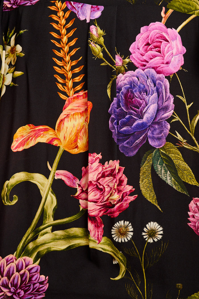 Twilight Luxe Top in Black with Multi Floral fabric
