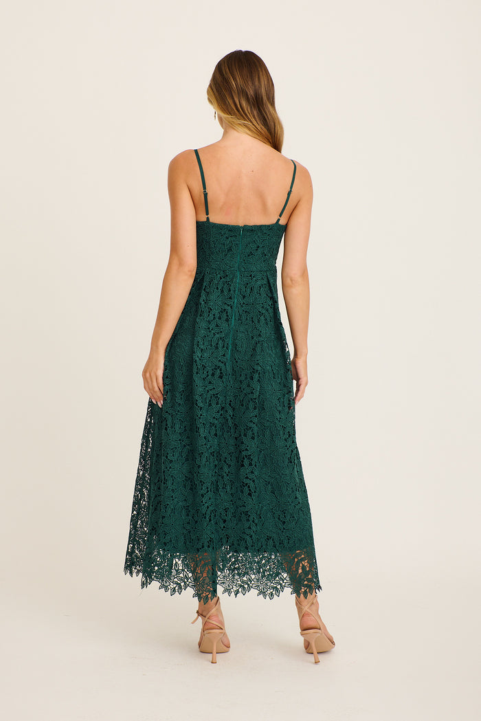 Something Special Maxi Lace Dress in Emerald back