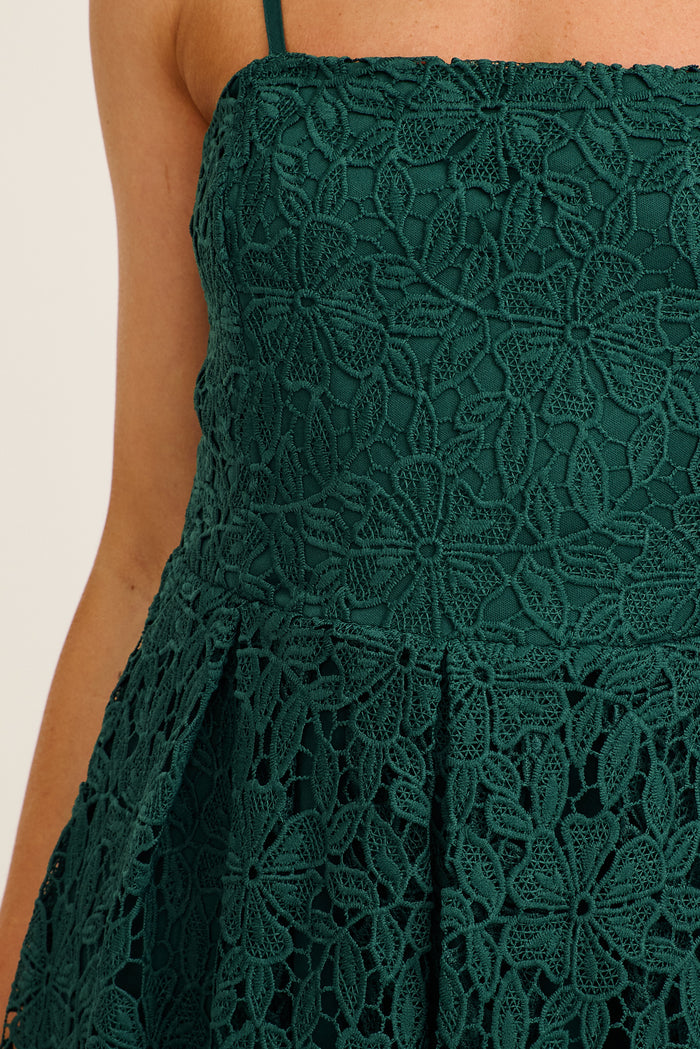 Something Special Maxi Lace Dress in Emerald detail