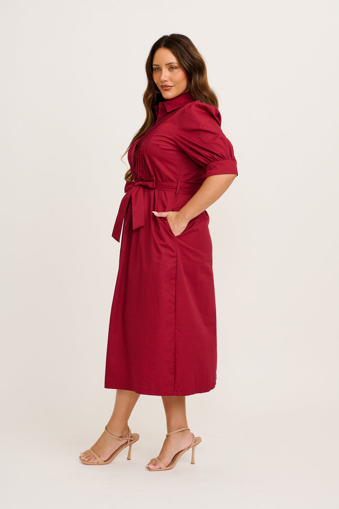 Mila Midi Dress in Wine Cotton side