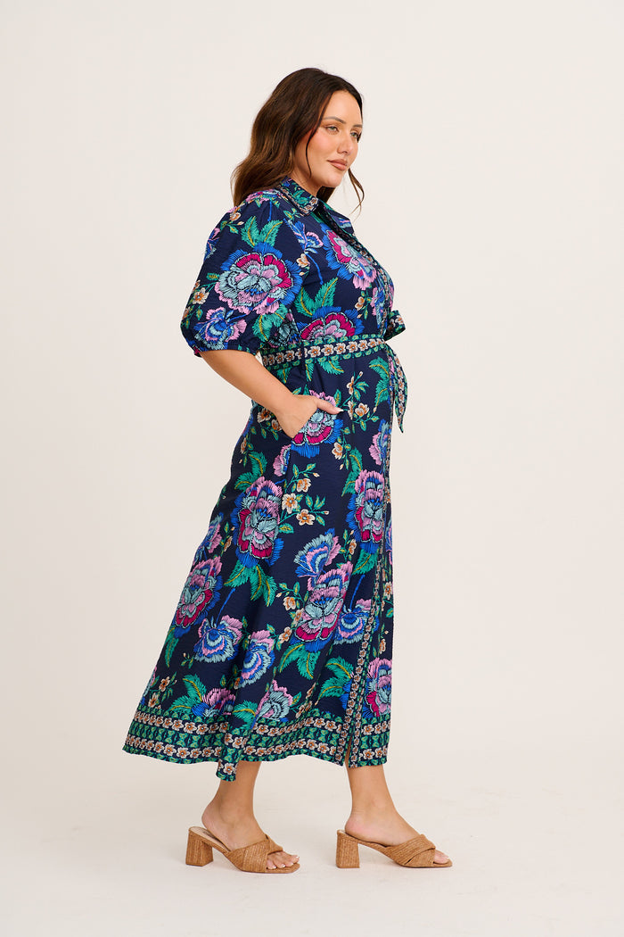 Wandering Wildflower Maxi Dress in Navy with Multi Floral 