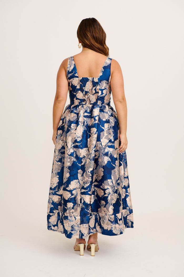 Pure Luxe Maxi Dress in Navy Floral Organza side