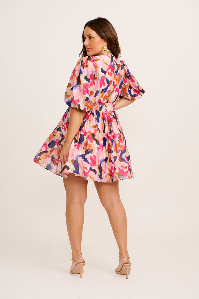 Champagne Nights Dress in Multi Print side