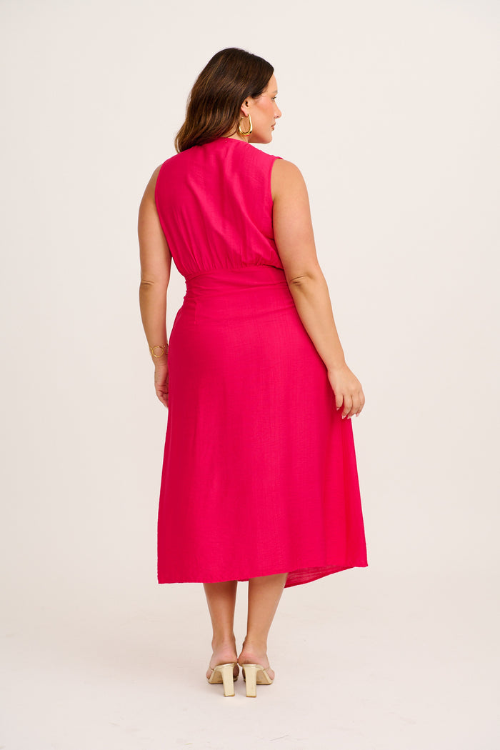 Luz Maxi Wrap Dress in Pink back