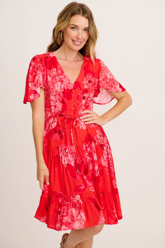Navianna Dress in Red Floral front