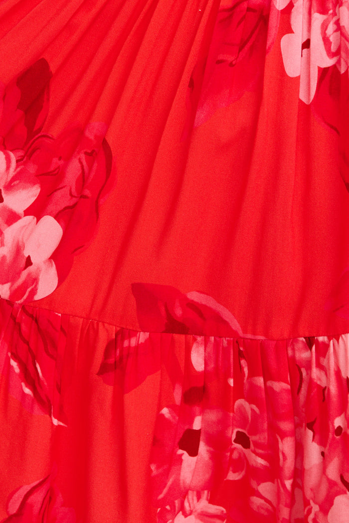Navianna Dress in Red Floral fabric