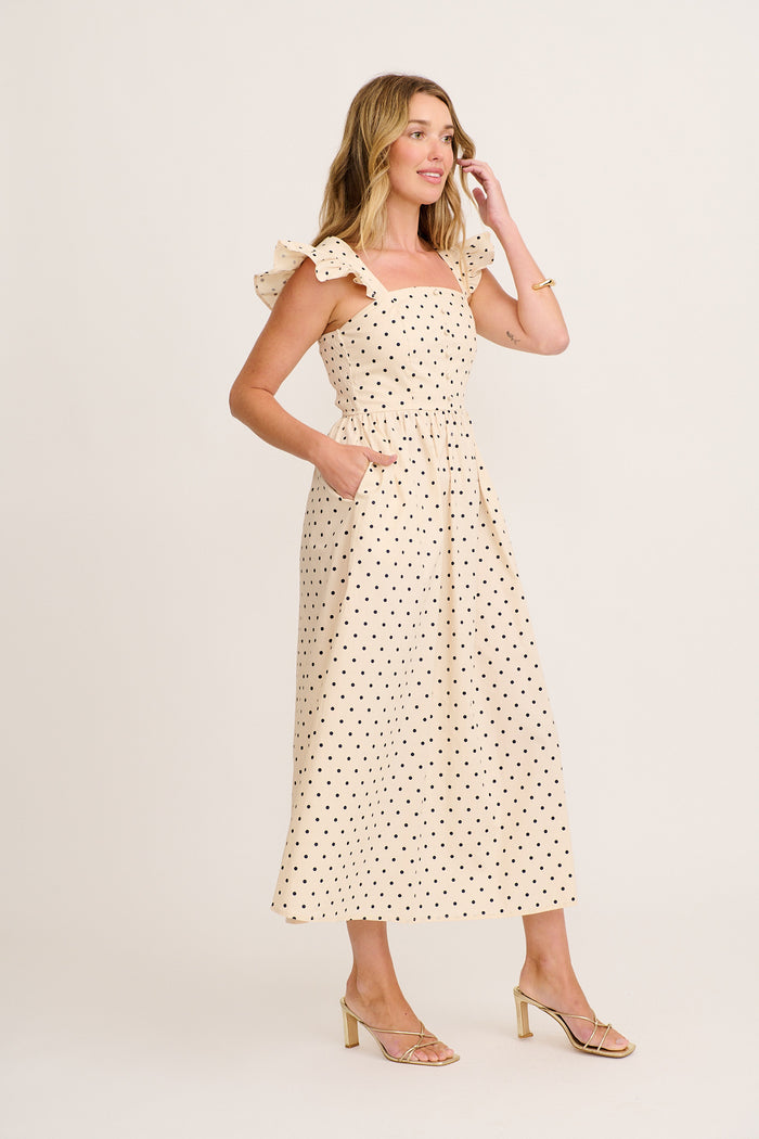 Sascha Maxi Dress in Cream Black Polka Dot | St Frock Sascha Maxi Dress in Cream Black Polka Dot | St Frock