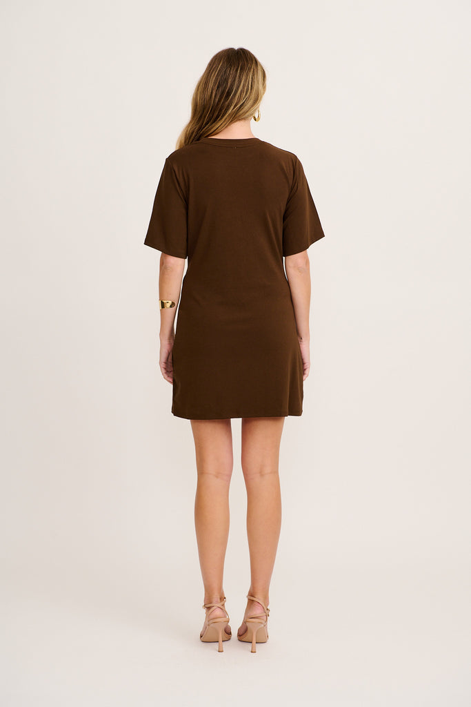 Core T-Shirt Dress in Chocolate