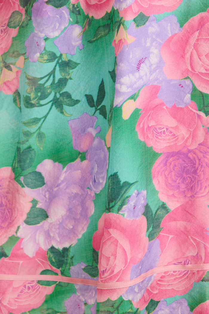 Social Hour Midi Dress in Green Multi Floral Cotton Blend fabric