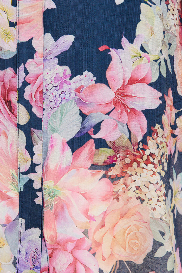 Aeryn Shirt in Navy with Multi Floral fabric