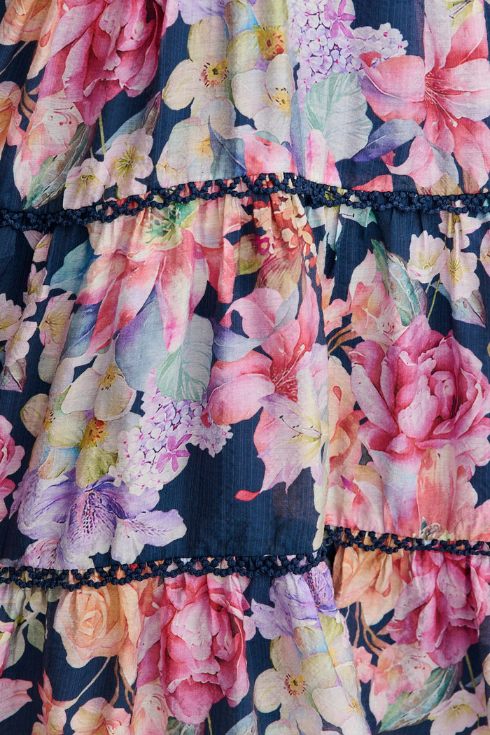 Riverstone Dress in Navy with Multi Floral fabric