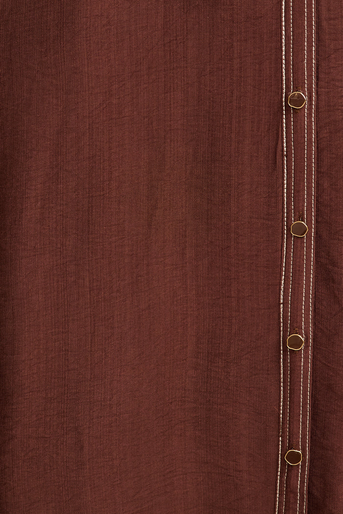 Elana Midi Shirt Dress in Chocolate fabric