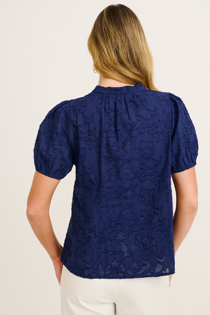 Classic Times Top in Navy Cotton back