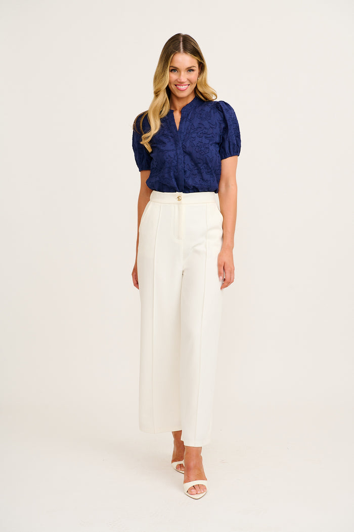 Classic Times Top in Navy Cotton full length