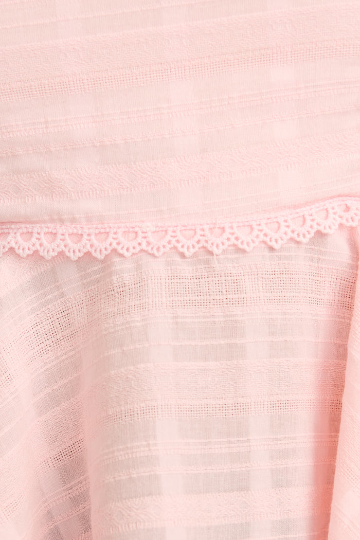 Palms Top in Pink Textured Cotton fabric