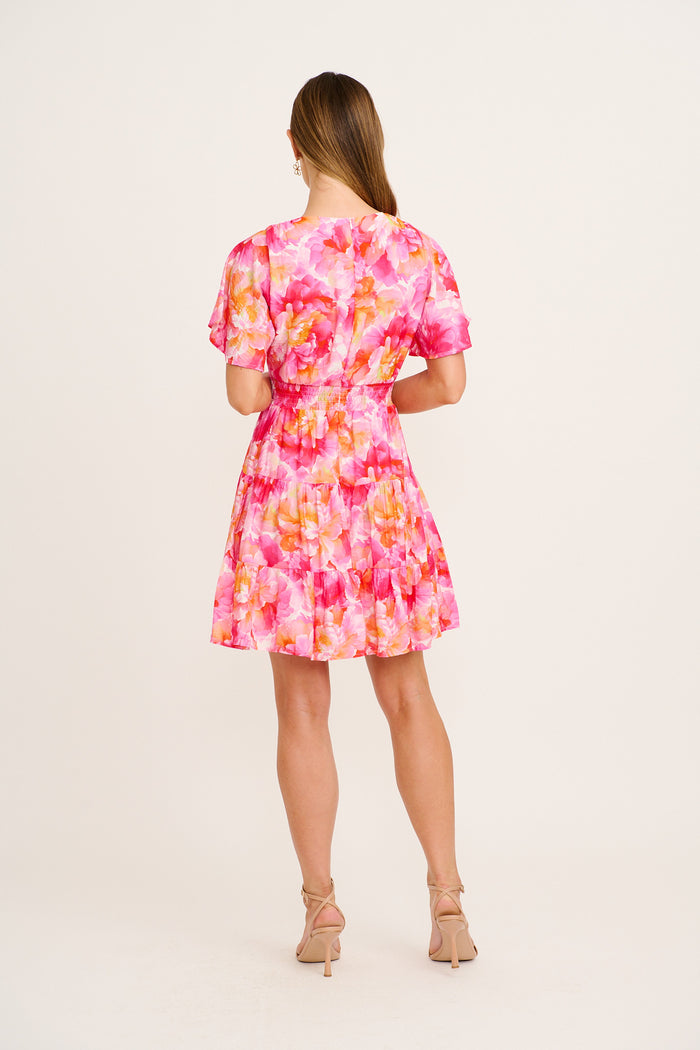 Subtle Statement Dress in Multi Pink Floral back