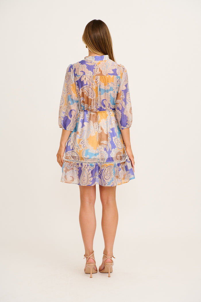 Sommer Dress in Blue Multi Paisley Print back
