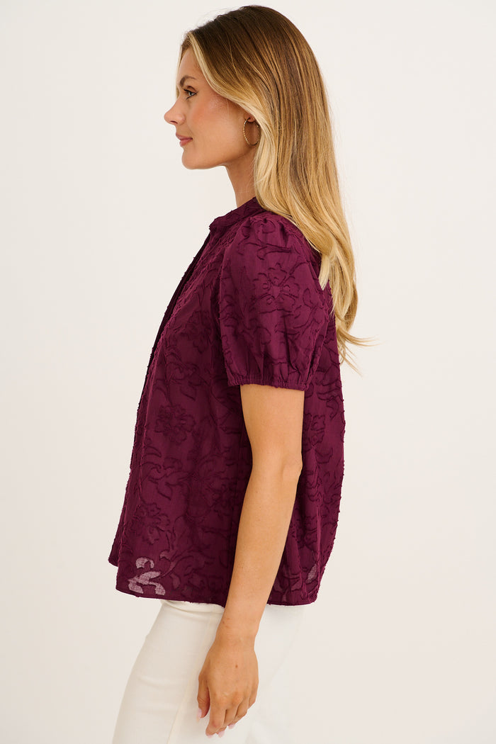 Classic Times Top in Plum Cotton side