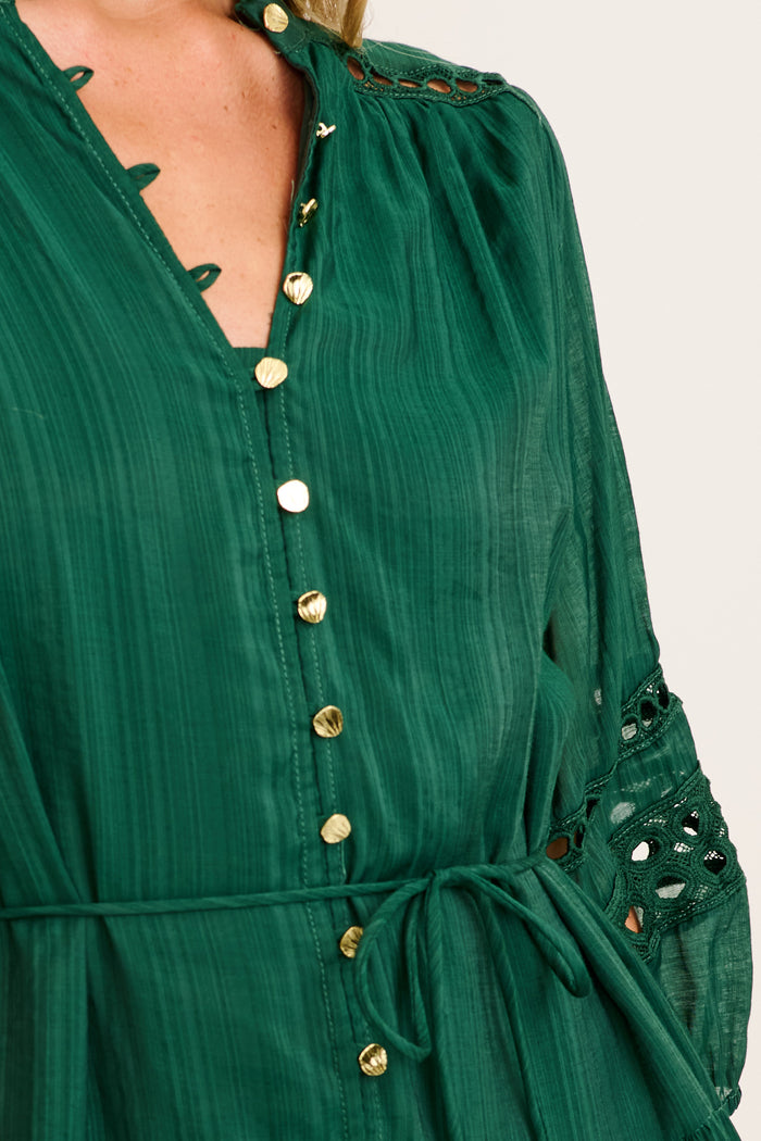 Daze Dress in Emerald detail