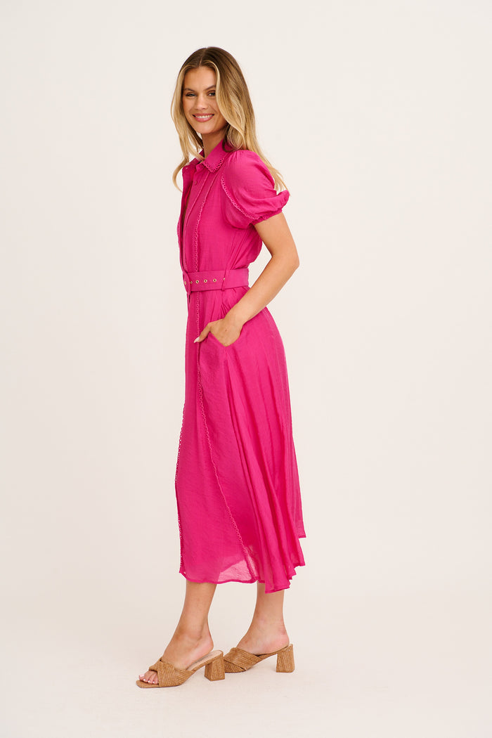 Safiya Maxi Shirt Dress in Pink side