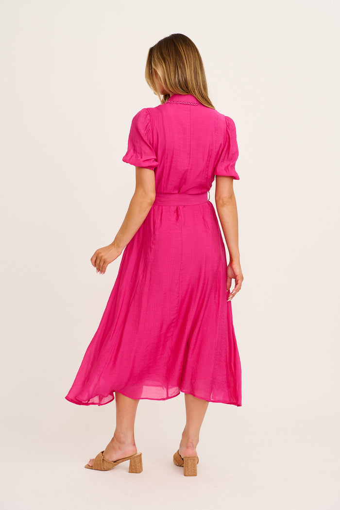 Safiya Maxi Shirt Dress in Pink back