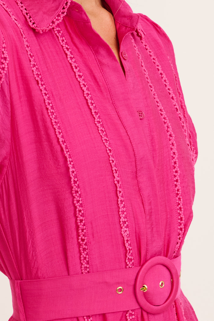 Safiya Maxi Shirt Dress in Pink detail