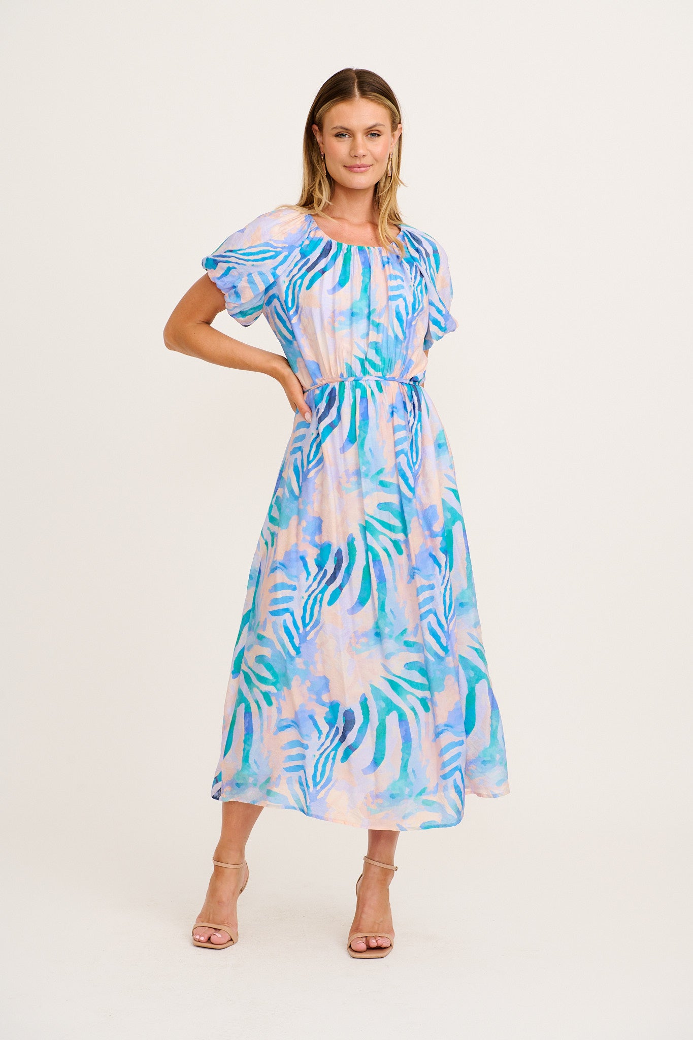 Rendezvous Maxi Dress in Blue Multi Print full length
