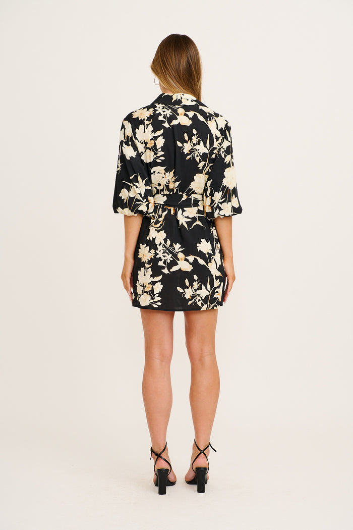 Floral Dreams Shirt Dress in Black Floral back