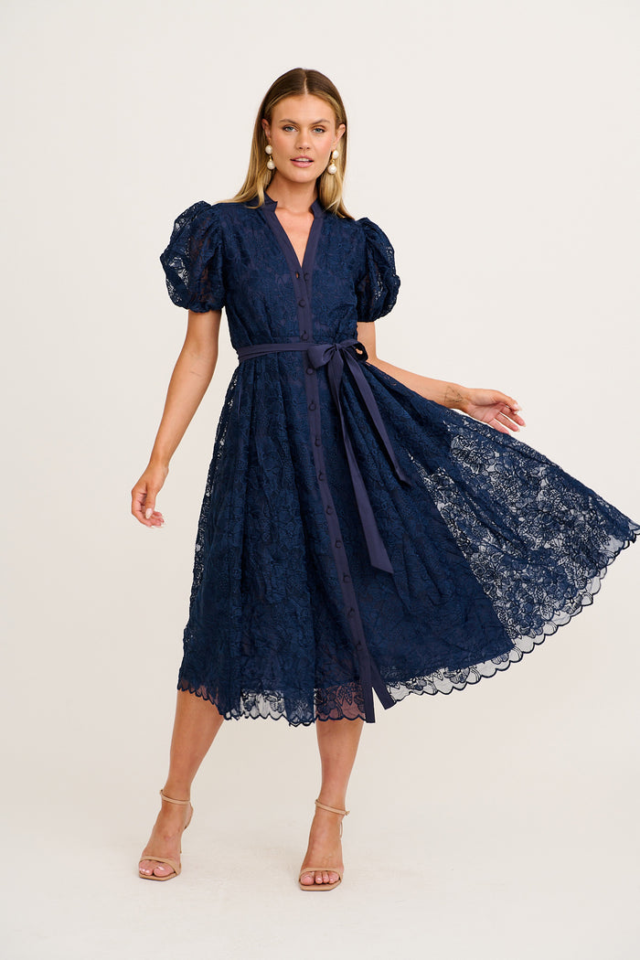 Soul Searching Midi Dress in Navy Lace | St Frock Soul Searching Midi Dress in Navy Lace | St Frock