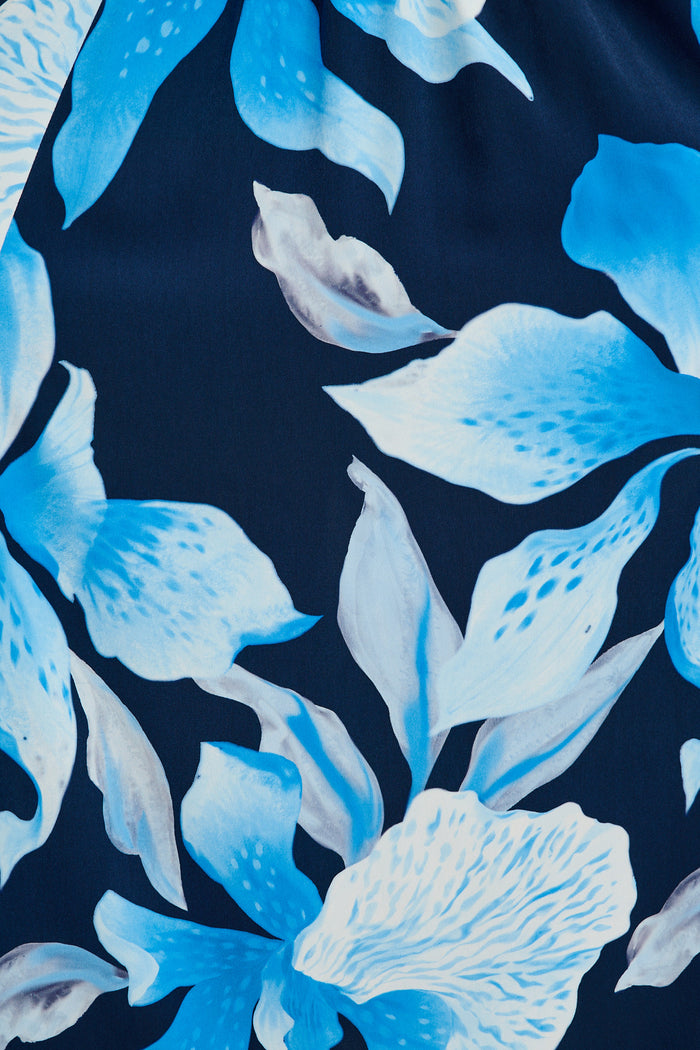 Sundown Soul Midi Dress in in Navy with Blue Floral fabric