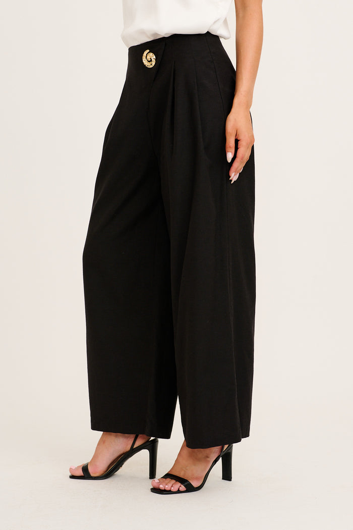 Elements Pant in Black Cotton Linen side