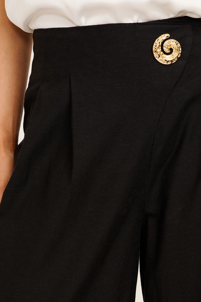 Elements Pant in Black Cotton Linen detail