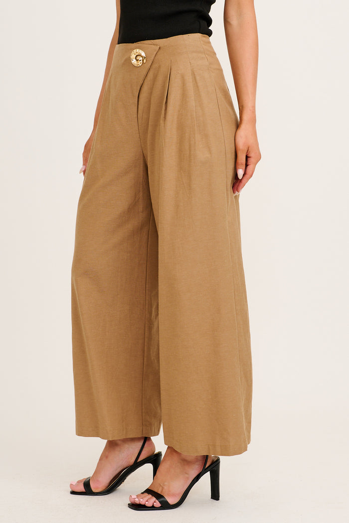 Elements Pant in Taupe Cotton Linen side