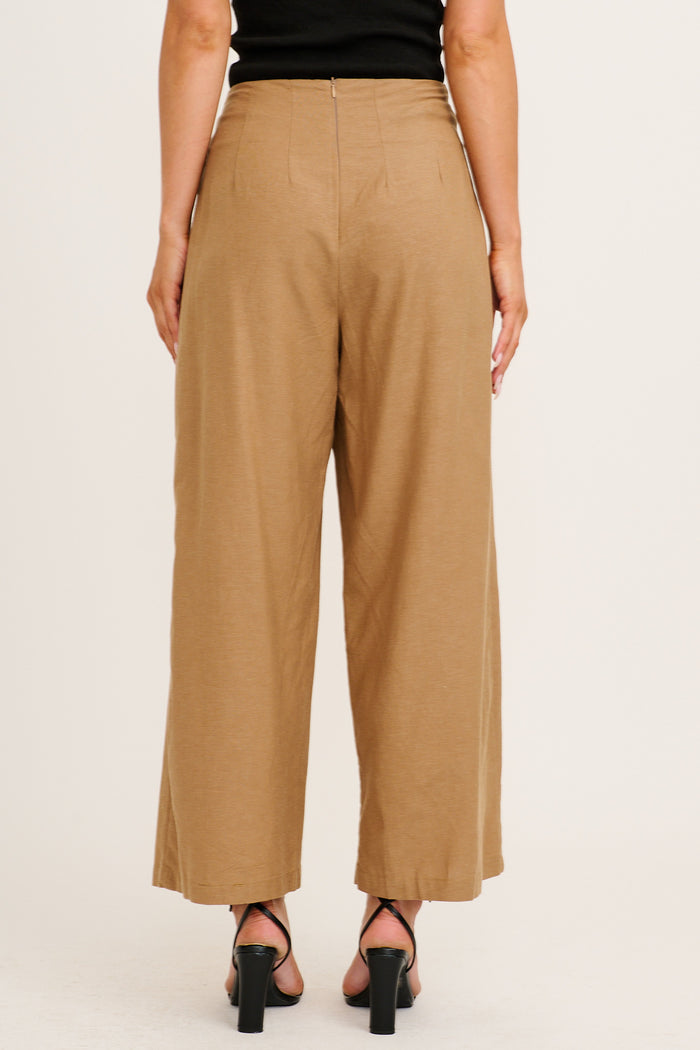 Elements Pant in Taupe Cotton Linen back