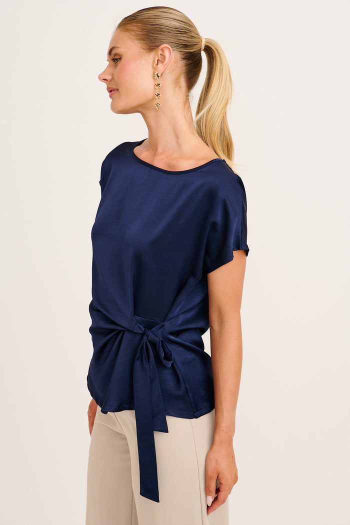 Sedona Top in Navy Satin side