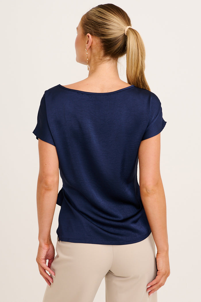 Sedona Top in Navy Satin back