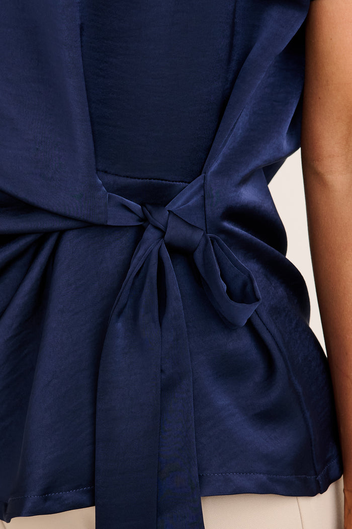 Sedona Top in Navy Satin detail