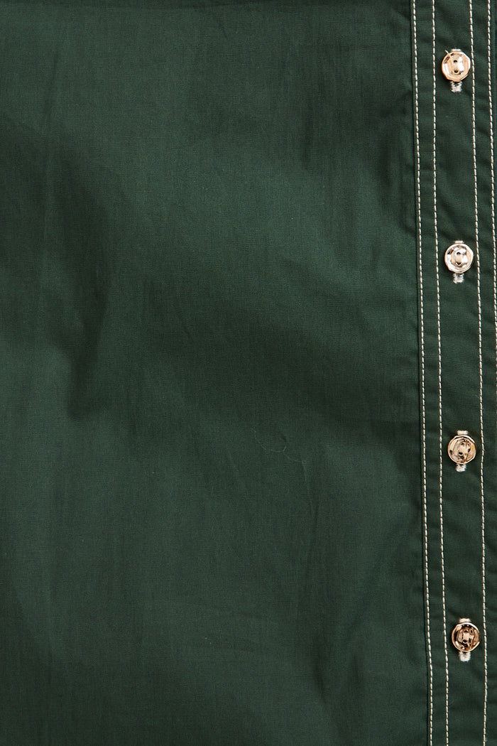 Refined Edge Midi Shirt Dress in Emerald Cotton fabric