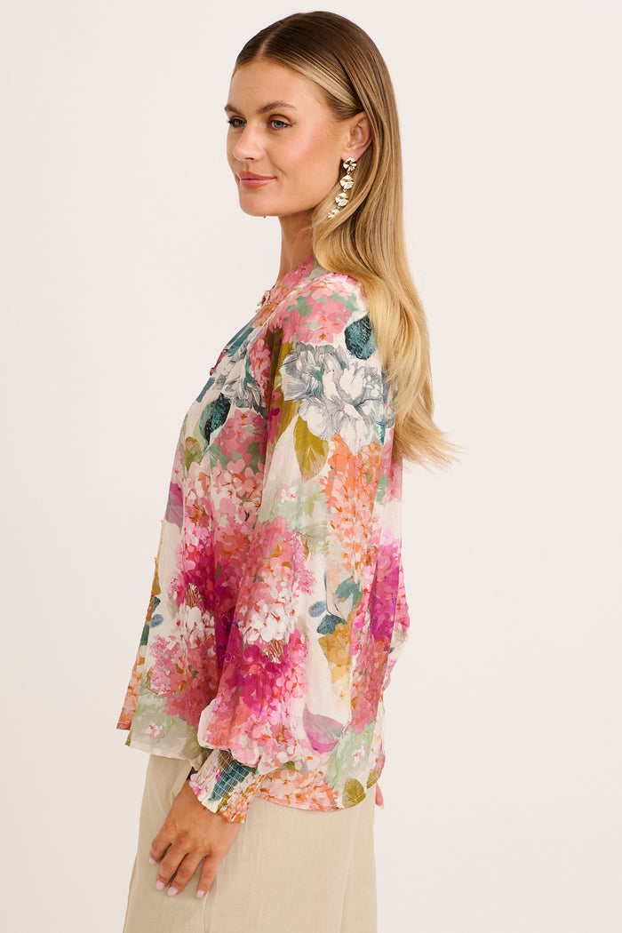 Delia Top in Multi Floral side