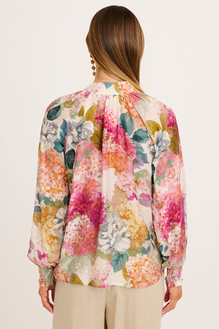Delia Top in Multi Floral back