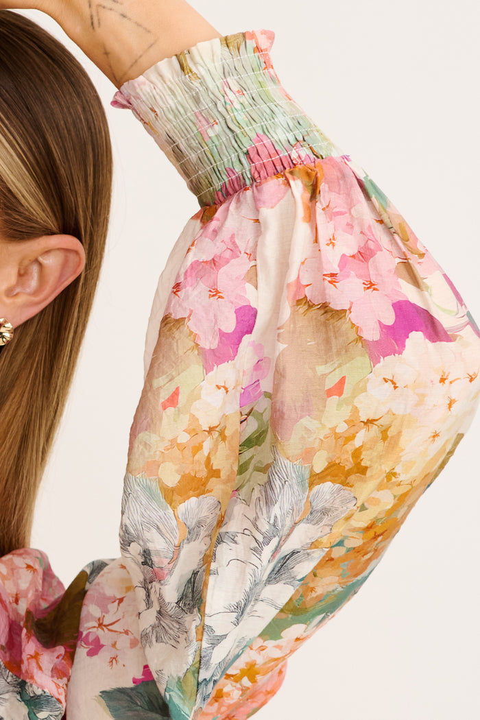 Delia Top in Multi Floral detail